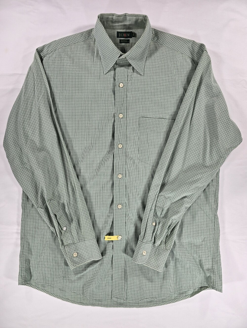VTG J.CREW Shirt Mens 15.5 - 34 Green Plaid Oarsman Dress Long Sleeve Button Up